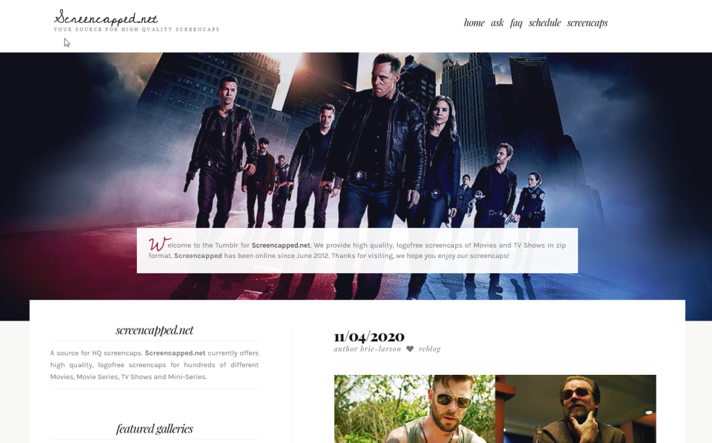 Home Page del blog di Screencapped, con le ultime release .zip